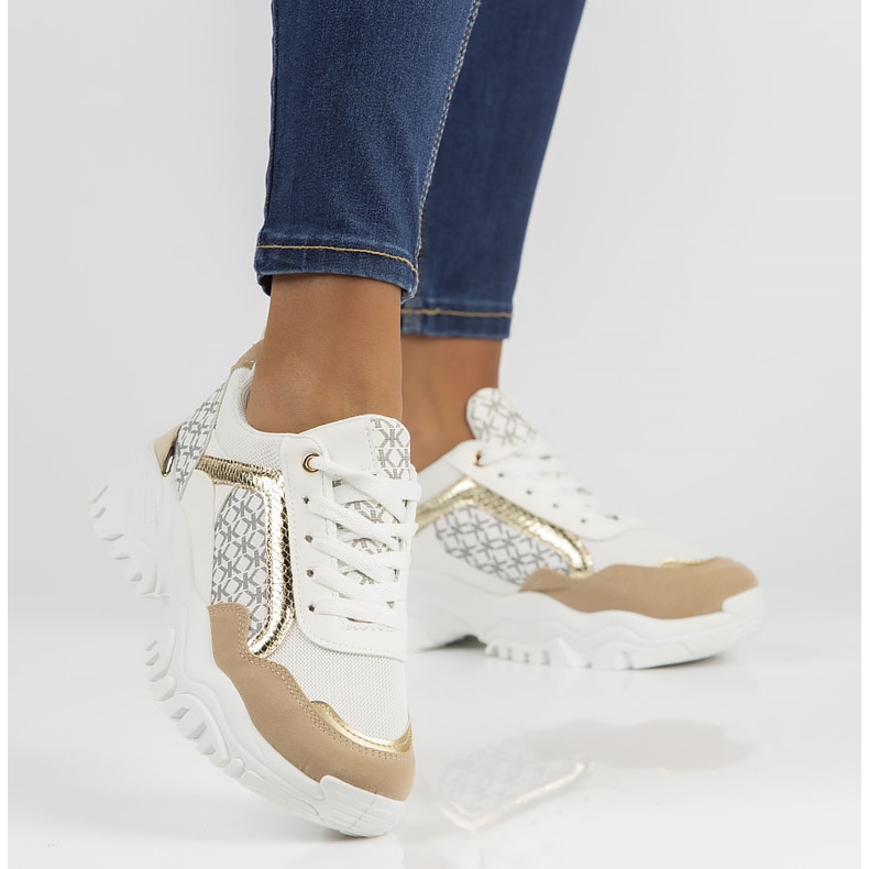 Baskets Filippo BB116 blanc et beige 1