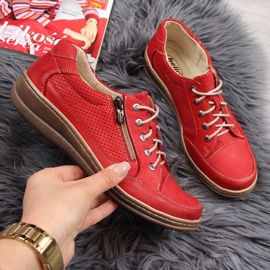 Chaussures en cuir avec fermeture éclair Helios W H357A rouge 1