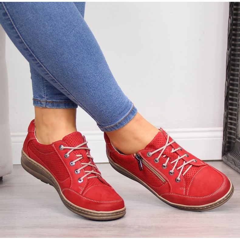 Chaussures en cuir avec fermeture éclair Helios W H357A rouge 2