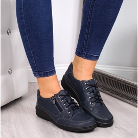 Chaussures en cuir avec une fermeture éclair Helios W H357D bleu marine 2