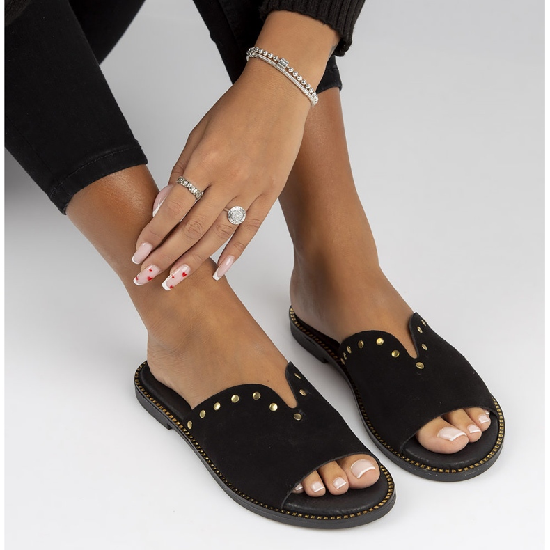 Babouches en cuir Filippo LH-425 noir le noir 1 Babouches en cuir Filippo LH-425 noir le noir 1