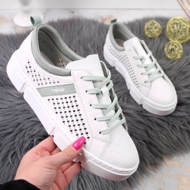 Chaussures ajourées en cuir Rieker W RKR509 blanc blanche 1