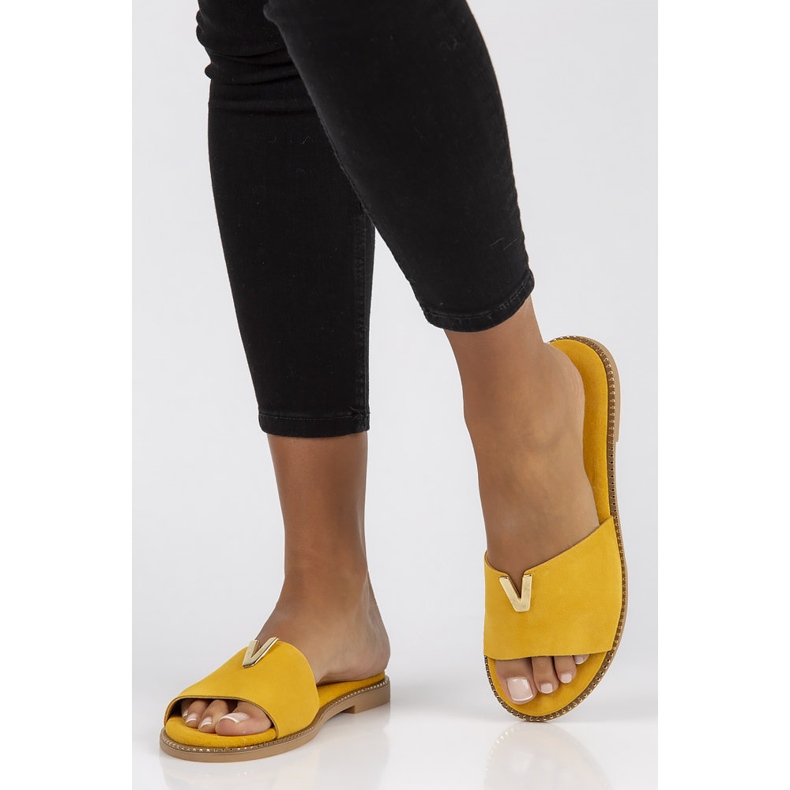 Chaussons Filippo LH-200 en cuir jaune 1