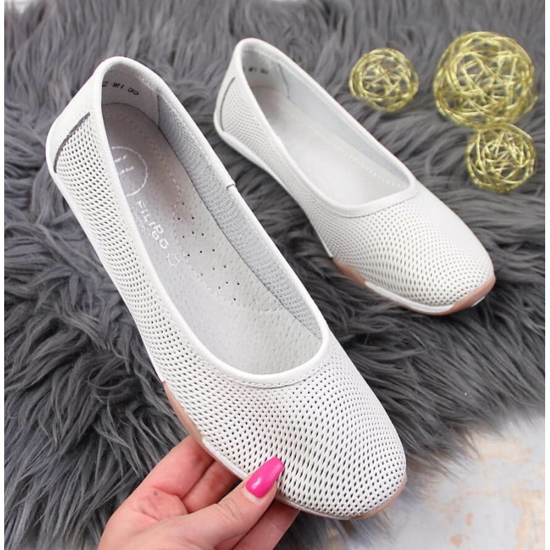 Ballerines ajourées en cuir Filippo W PAW322 blanc blanche 1