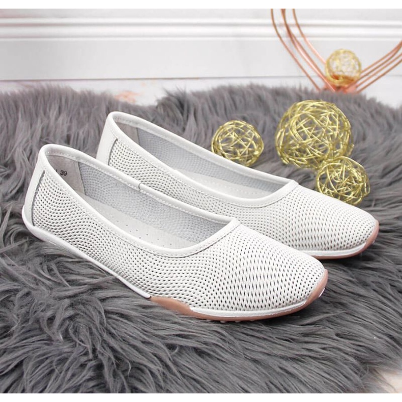 Ballerines ajourées en cuir Filippo W PAW322 blanc blanche 2
