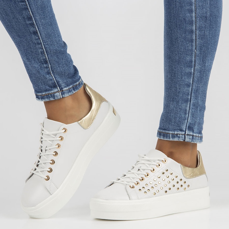 Chaussures en cuir FILIPPO DP3531/22 Wh blanc doré 2