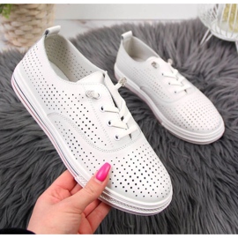 Chaussures ajourées en cuir Vinceza W JAN85 blanc 1