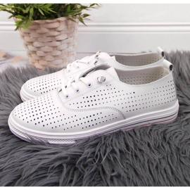 Chaussures ajourées en cuir Vinceza W JAN85 blanc blanche 2