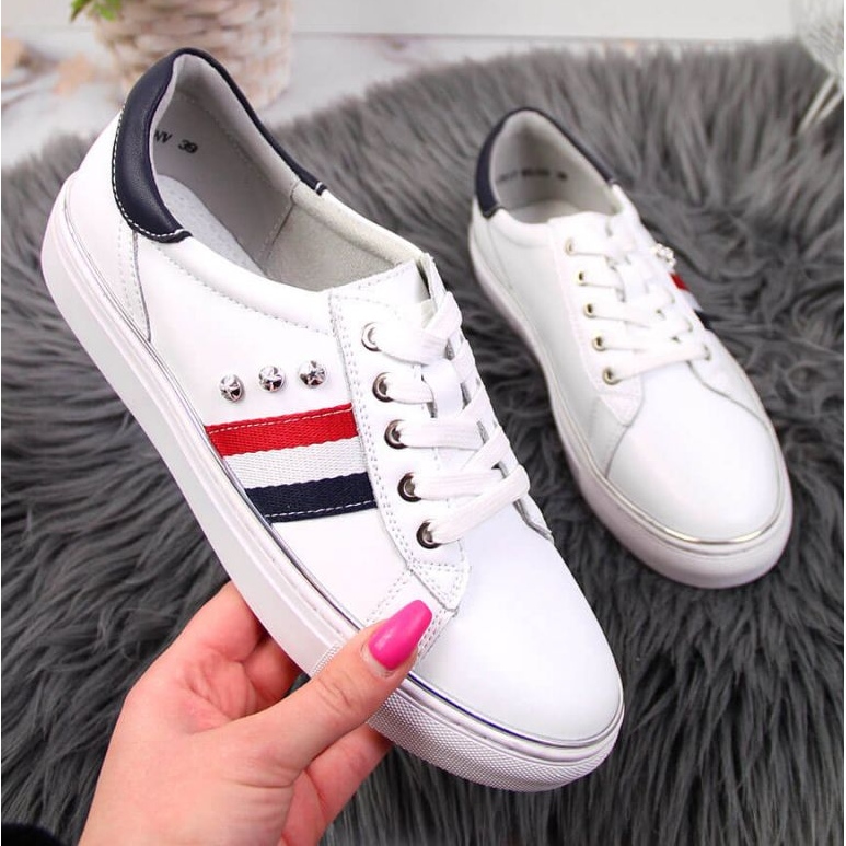 Chaussures baskets en cuir Vinceza W JAN87 blanc 1