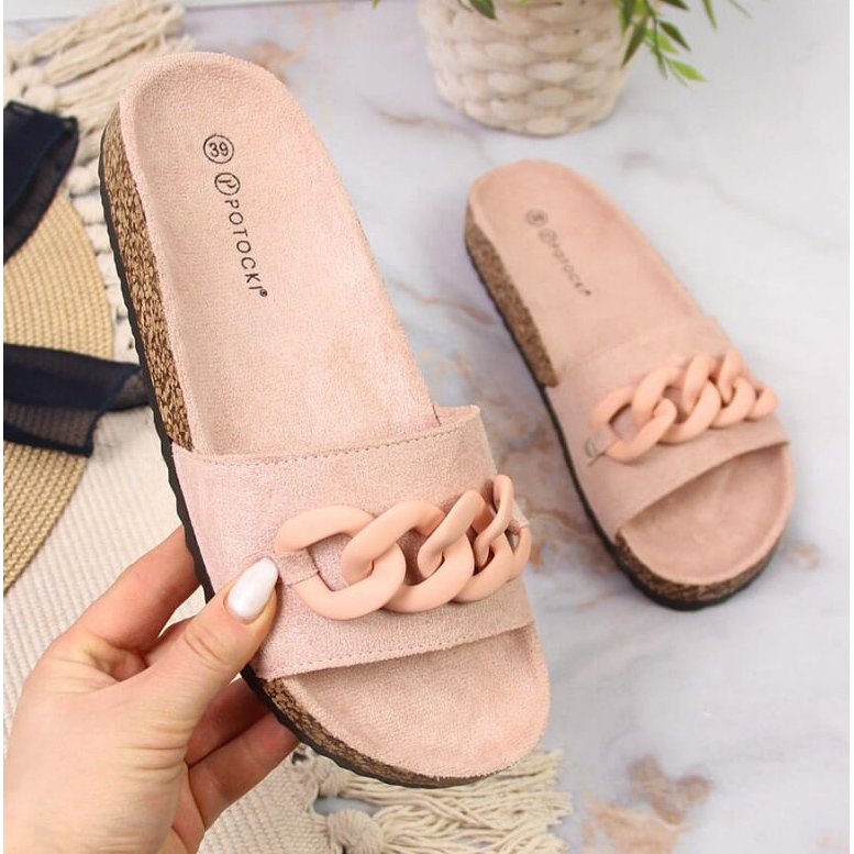 Chaussons avec chaîne Potocki W WOL65 rose 1