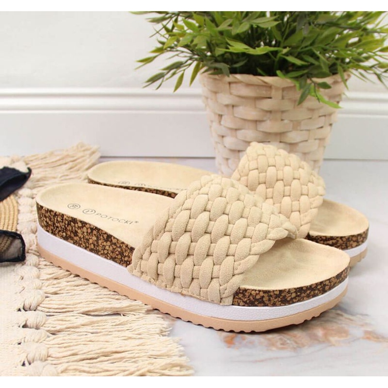 Potocki W WOL66B chaussons plateforme beige 2