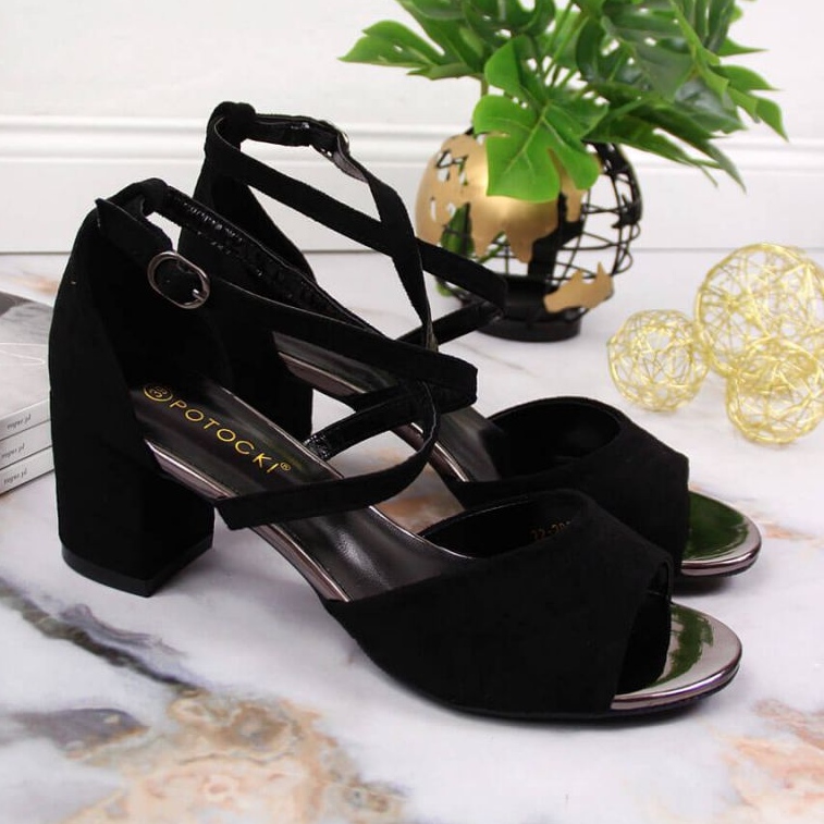 Sandales sur le poteau Potocki W WOL67A noir le noir 2