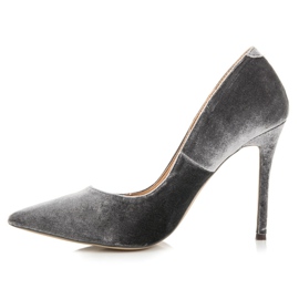 Vices Escarpins en velours à la mode gris 1