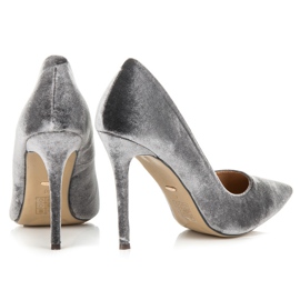 Vices Escarpins en velours à la mode gris 2