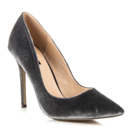 Vices Escarpins en velours à la mode gris 5