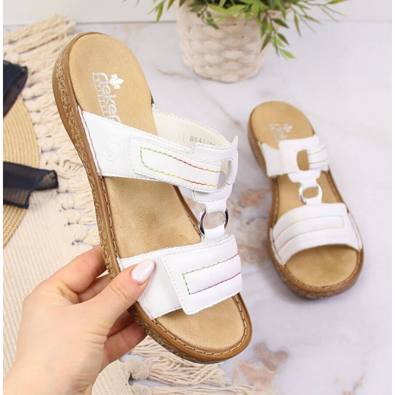 Velcro cuir Rieker W RKR511 blanc 1