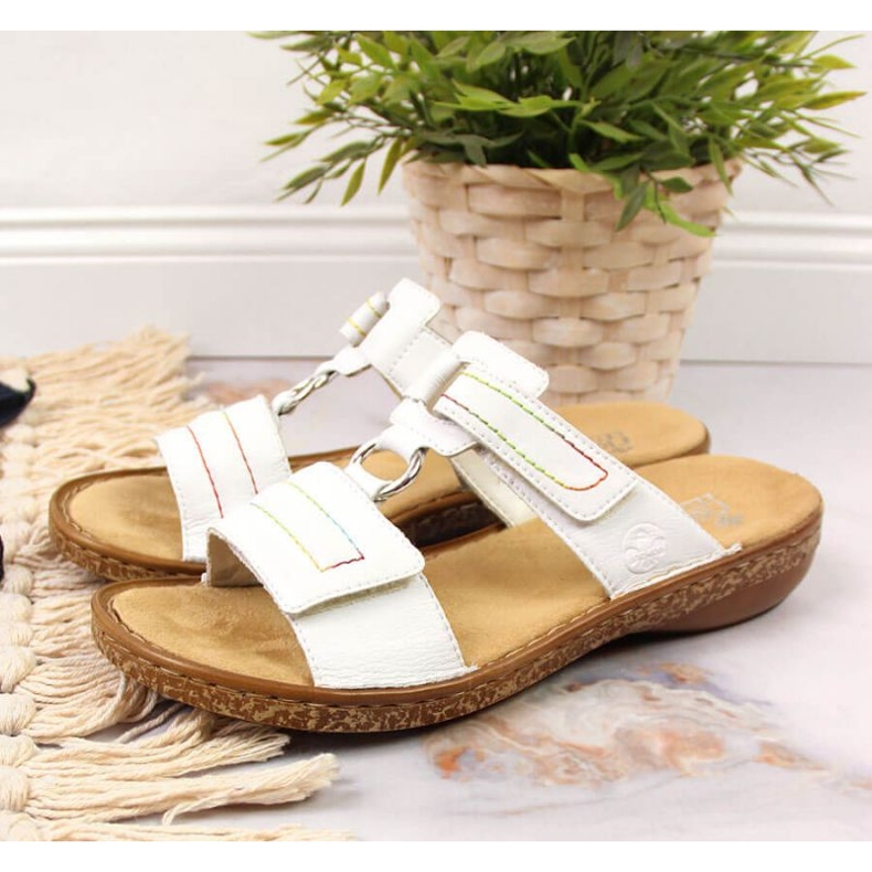 Velcro cuir Rieker W RKR511 blanc blanche 2