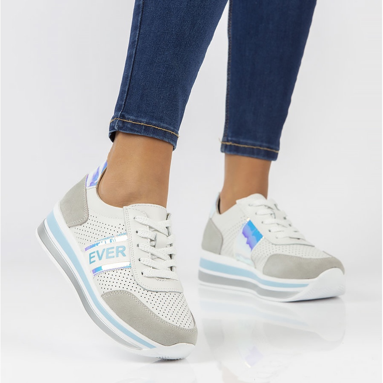 Baskets en cuir Filippo DP1414/22 Bl bleu blanche gris 1