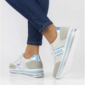 Baskets en cuir Filippo DP1414/22 Bl bleu blanche gris 2