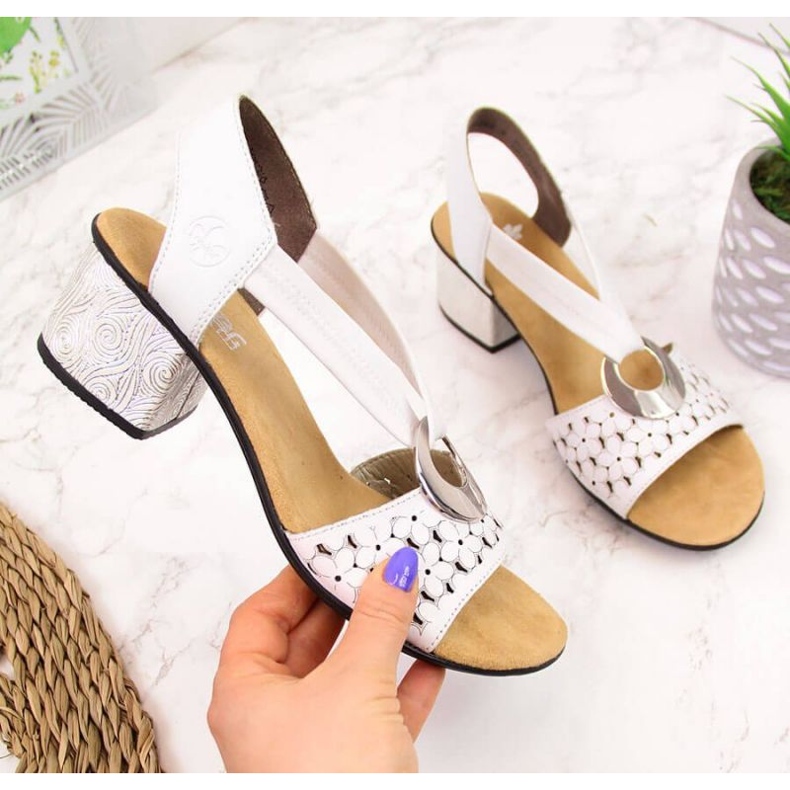 Sandales en cuir avec caoutchouc Rieker W RKR433 blanc blanche 1
