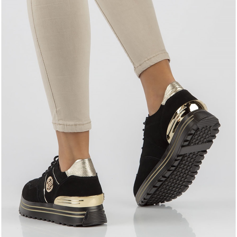 Baskets en cuir Filippo DP3538/22 Bk Go noir 2