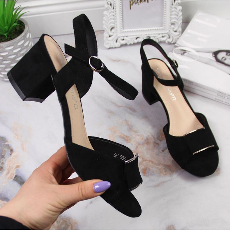 Sandales sur le poteau de Sergio Leone W SK139E noir le noir 1