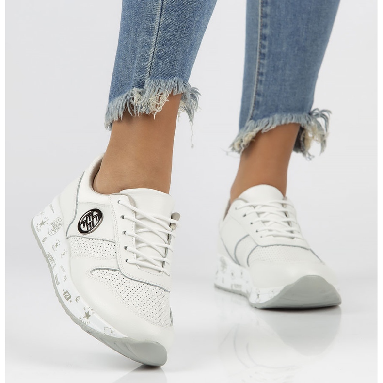 Baskets en cuir Filippo DP3542 / 22 Wh blanc blanche 2