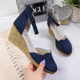 Sandales compensées en cuir Filippo W PAW132D bleu marine 1
