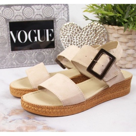 Sandales compensées Big Star W JJ276032 beige 2