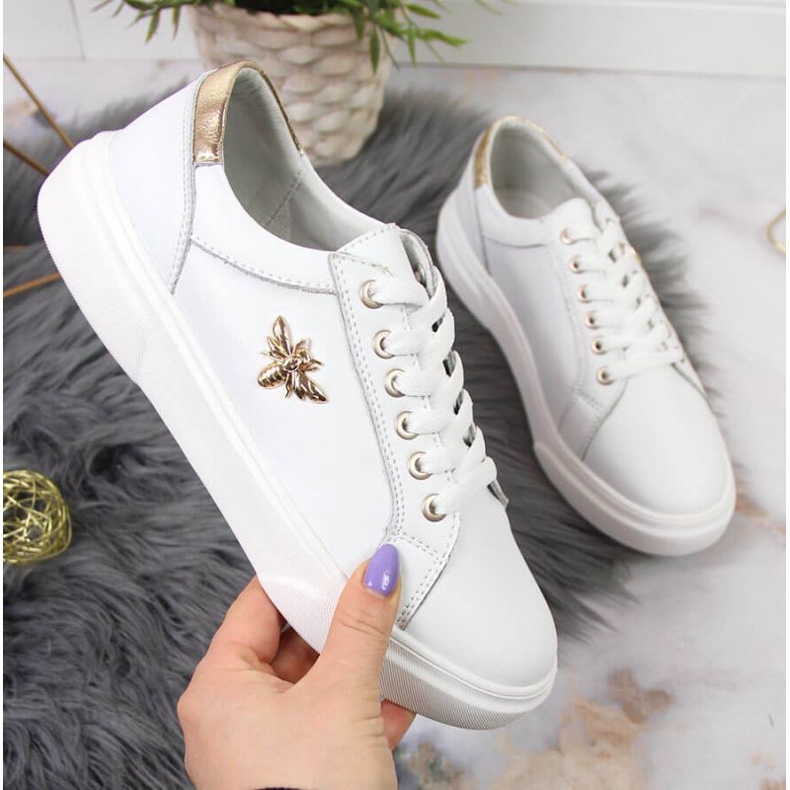 Chaussures en cuir à plateforme Vinceza W JAN119B blanc 1