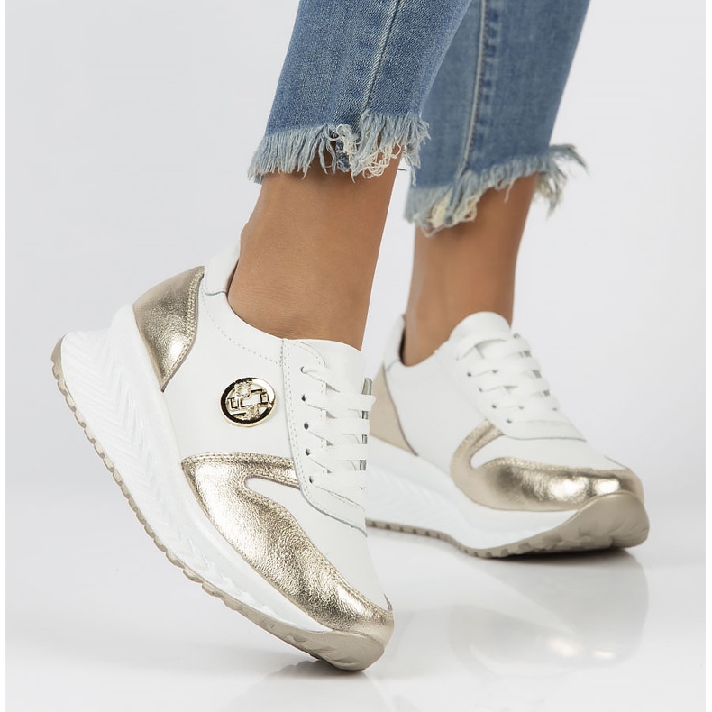 Baskets en cuir Filippo DP3547 / 22 Wh Go blanc doré 1