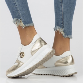 Baskets en cuir Filippo DP3547 / 22 Wh Go blanc doré 2