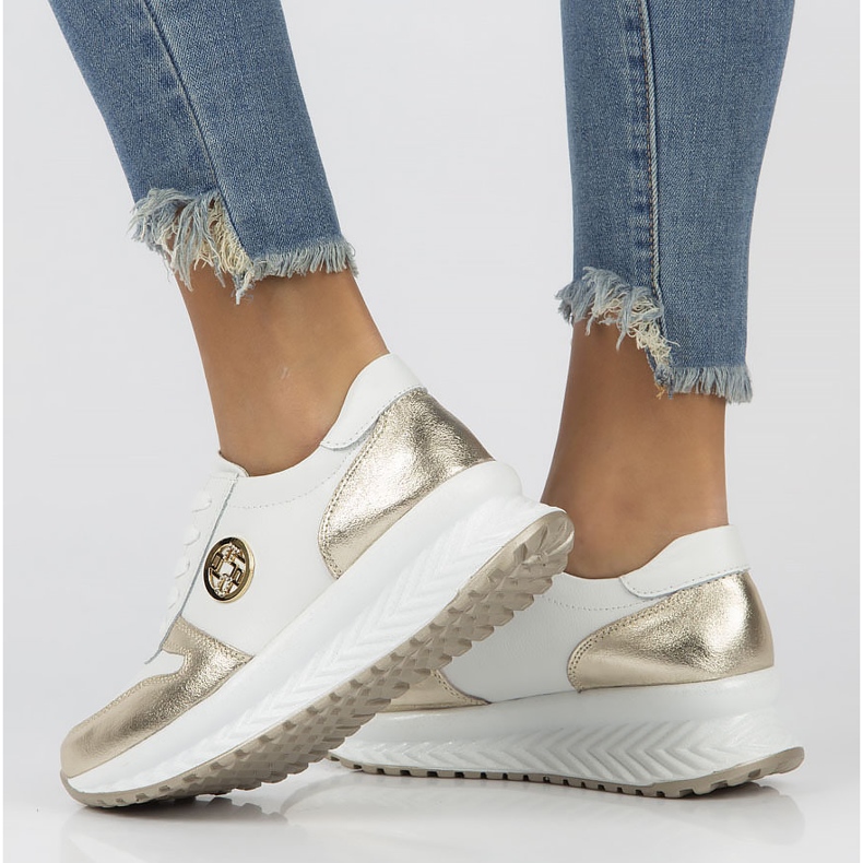 Baskets en cuir Filippo DP3547 / 22 Wh Go blanc blanche d'or 2