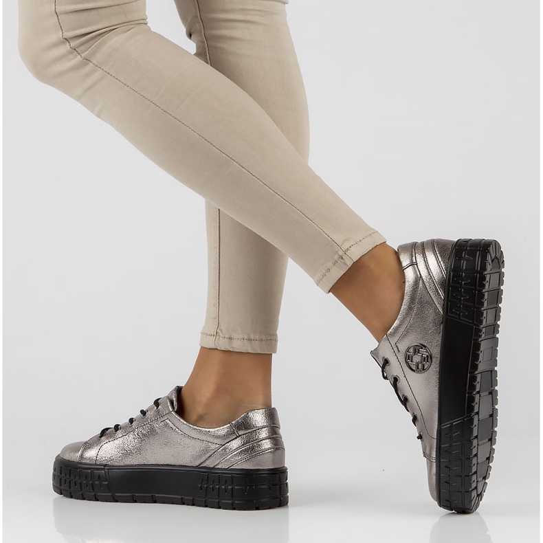 Baskets en cuir FILIPPO DP3528/22 Gn gun metal argent 1