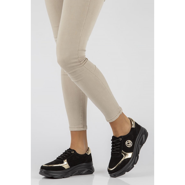 Baskets en cuir Filippo DP2138/22 Bk Go noir le noir d'or 1