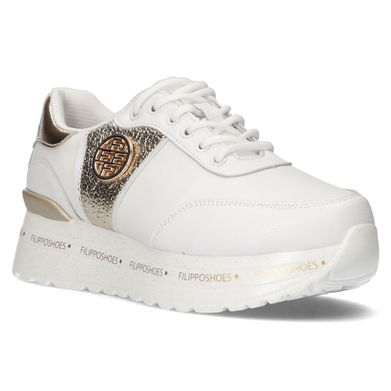 Baskets en cuir Filippo DP3688 / 22 Wh Go blanc blanche d'or 1