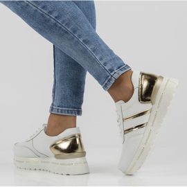 Baskets en cuir Filippo DP3689 / 22 Wh blanc blanche d'or 1