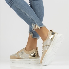 Baskets en cuir Filippo DP3691/22 Be Go beige doré 2