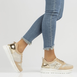 Baskets en cuir Filippo DP3691/22 Be Go beige doré 1