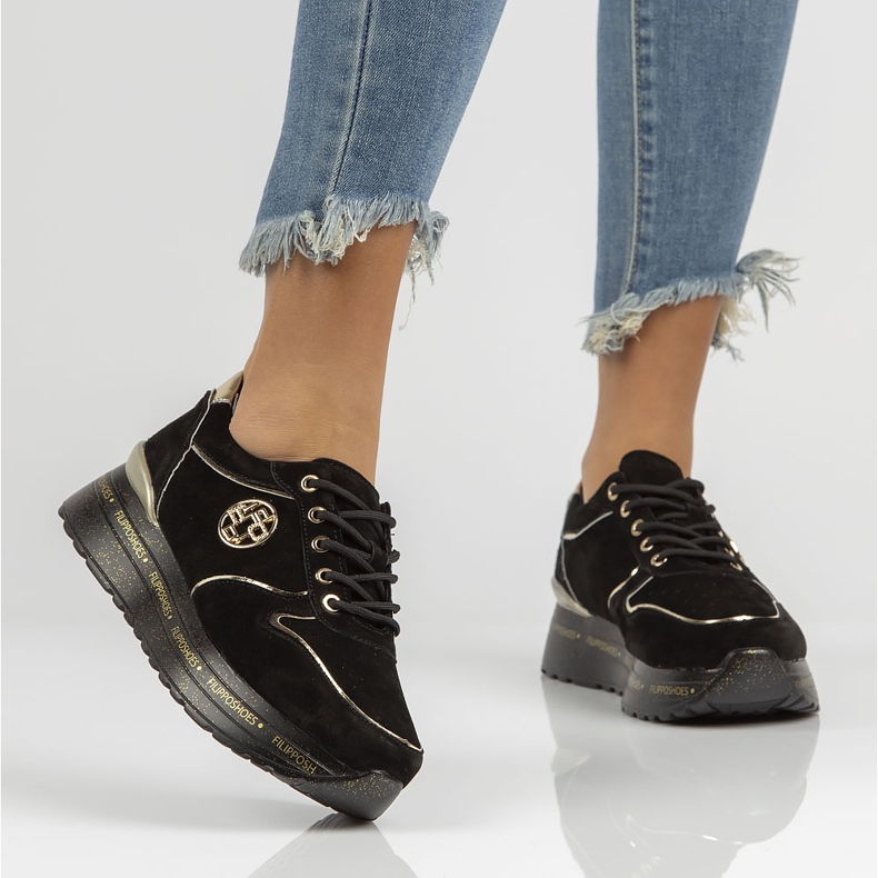 Baskets en cuir Filippo DP3558/22 Bk noir le noir d'or 1