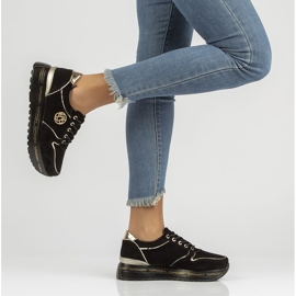 Baskets en cuir Filippo DP3558/22 Bk noir doré 2