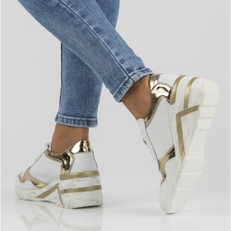 Baskets en cuir Filippo DP3693 / 22 Wh blanc doré 1