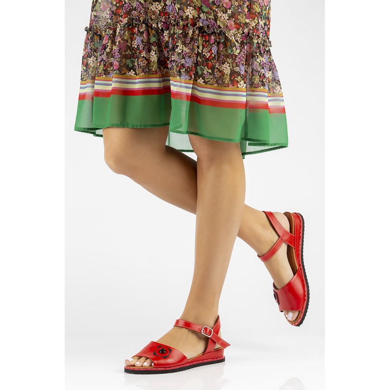 Sandales en cuir rouge Filippo DS3913 / 22 Rd 2