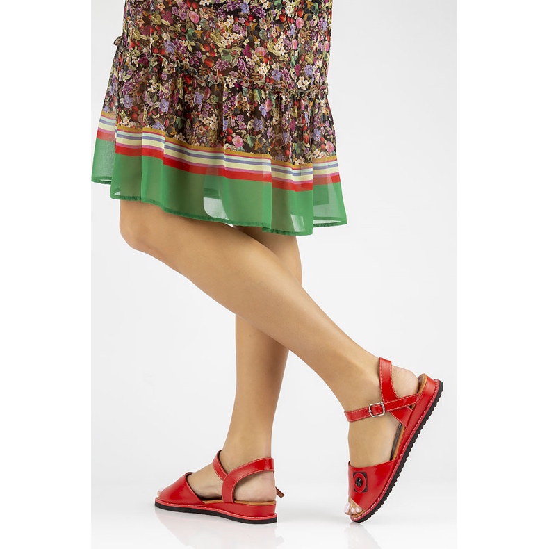 Sandales en cuir rouge Filippo DS3913 / 22 Rd 1