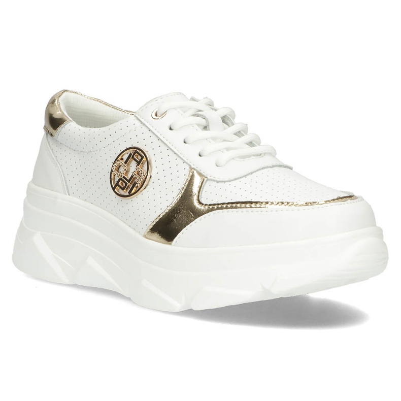 Baskets en cuir Filippo DP2138 / 22 Wh Go blanc blanche d'or 1