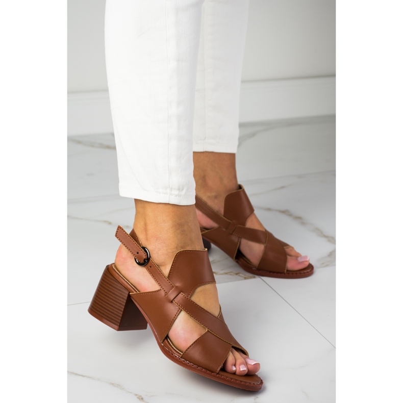 Sandales à talons en cuir LA.FI brun 1