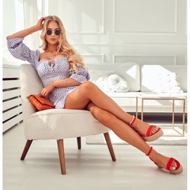 FW1 Sandales compensées pour femmes avec oxyde de zirconium rouge Linette 2