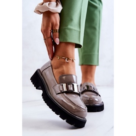 S.Barski Chaussures Cuir Laqué Gris Corine 1