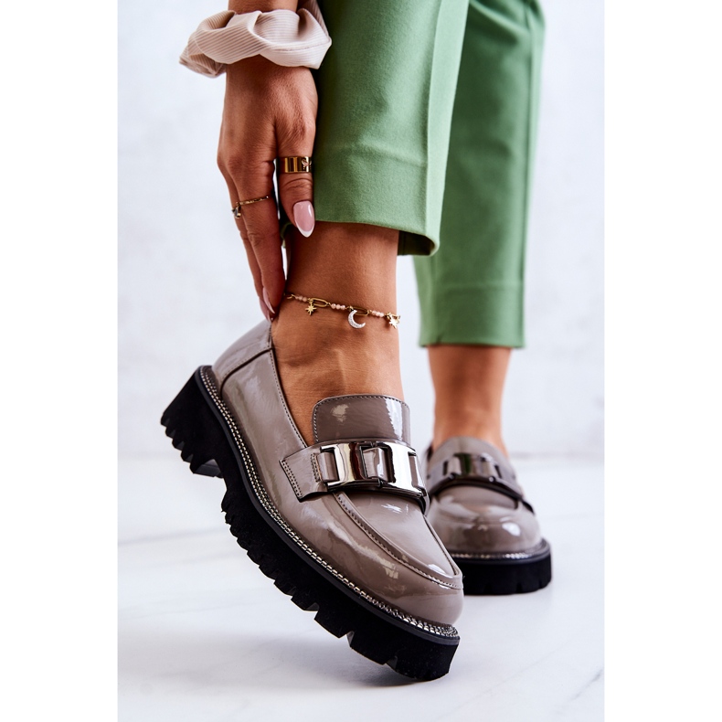 S.Barski Chaussures Cuir Laqué Gris Corine 1