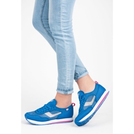 Kylie Chaussures de sport en maille blanche bleu rose 1